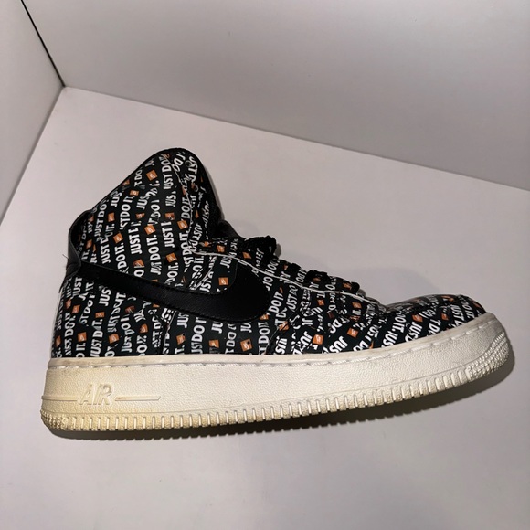 Nike Authenticated Air Force 1 High Tops Black and Orange Just Do It Size 7 - Picture 9 of 17